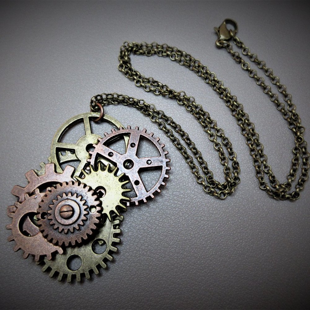 Steam Punk Necklace Metal Victorian Edwardian Style Steampunk